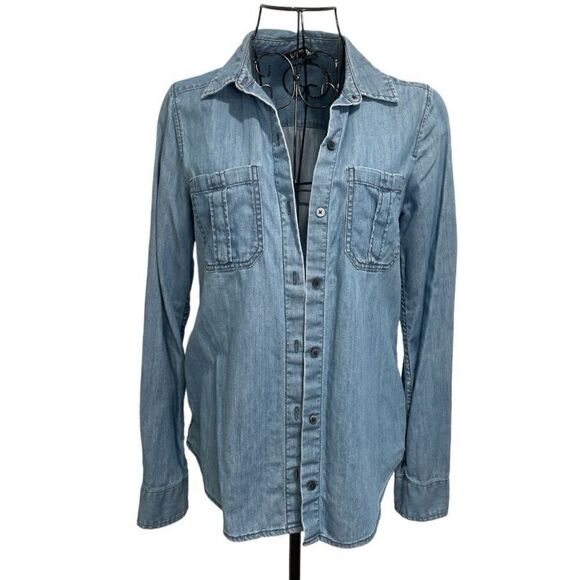 Express women denim button down blouse | size XS - Picture 1 of 9